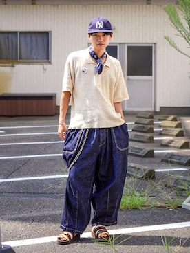 「アイテム（バンダナ/スカーフ）」を使った、soshunさん（メンズ・169cm・20代）の夏コーディネート