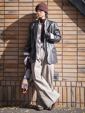 「アイテム（ニットキャップ/ビーニー）」を使った、soshunさん（メンズ・169cm）の冬コーディネート