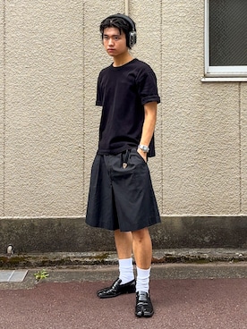 「アイテム（PC・スマホグッズ/家電、ブラック系）」を使った、soshunさん（メンズ・169cm）の夏コーディネート