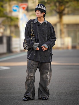 「CA4LA（カシラ）のアイテム（帽子）」を使った、soshunさん（メンズ・169cm）の春コーディネート