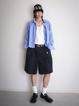 「Saturdays NYC(サタデーズ ニューヨークシティ )のGabriel Cotton Mesh Tank(シャツ/ブラウス)」を使った、soshunさん(メンズ・169cm)の夏コーディネート