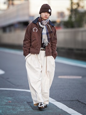 「アイテム（ニットキャップ/ビーニー）」を使った、soshunさん（メンズ・169cm・20代）の秋コーディネート