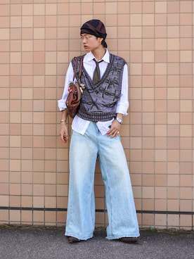 「アイテム（ハンドバッグ）」を使った、soshunさん（メンズ・169cm）の秋コーディネート