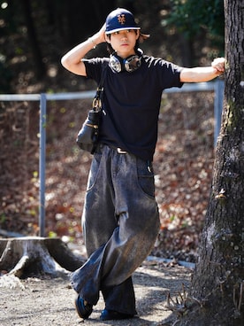 「Parts Lab.（パーツラボ）の【Parts Lab.】Basic Soft T-Shirt / ベーシックソフトTシャツ（Tシャツ/カットソー、ブラック系）」を使った、soshunさん（メンズ・169cm）の春コーディネート