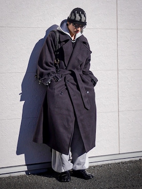 「アイテム（トレンチコート）」を使った、soshunさん（メンズ・169cm）の冬コーディネート