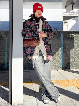 「アイテム（帽子）」を使った、soshunさん（メンズ・169cm）の冬コーディネート