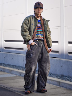 「アイテム（帽子）」を使った、soshunさん（メンズ・169cm）の冬コーディネート