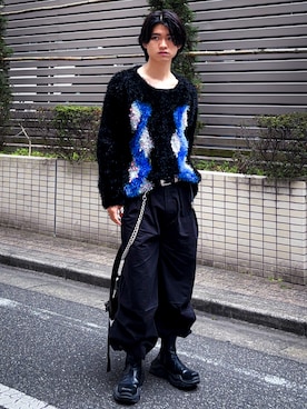 「Parts Lab.（パーツラボ）の【Parts Lab.】Herringbone Tuck Volume Pants / ヘリンボーンタックボリュームパンツ（その他パンツ、ブラック系）」を使った、soshunさん（メンズ・169cm）の春コーディネート