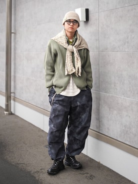 「アイテム（バンダナ/スカーフ）」を使った、soshunさん（メンズ・169cm）の秋コーディネート