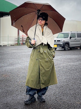 「アイテム（ストール/ショール）」を使った、soshunさん（メンズ・169cm）の冬コーディネート