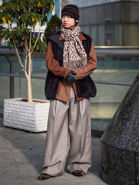 「アイテム（ニットキャップ/ビーニー）」を使った、soshunさん（メンズ・169cm・20代）の冬コーディネート