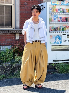 「アイテム（チノパンツ）」を使った、soshunさん（メンズ・169cm）の夏コーディネート