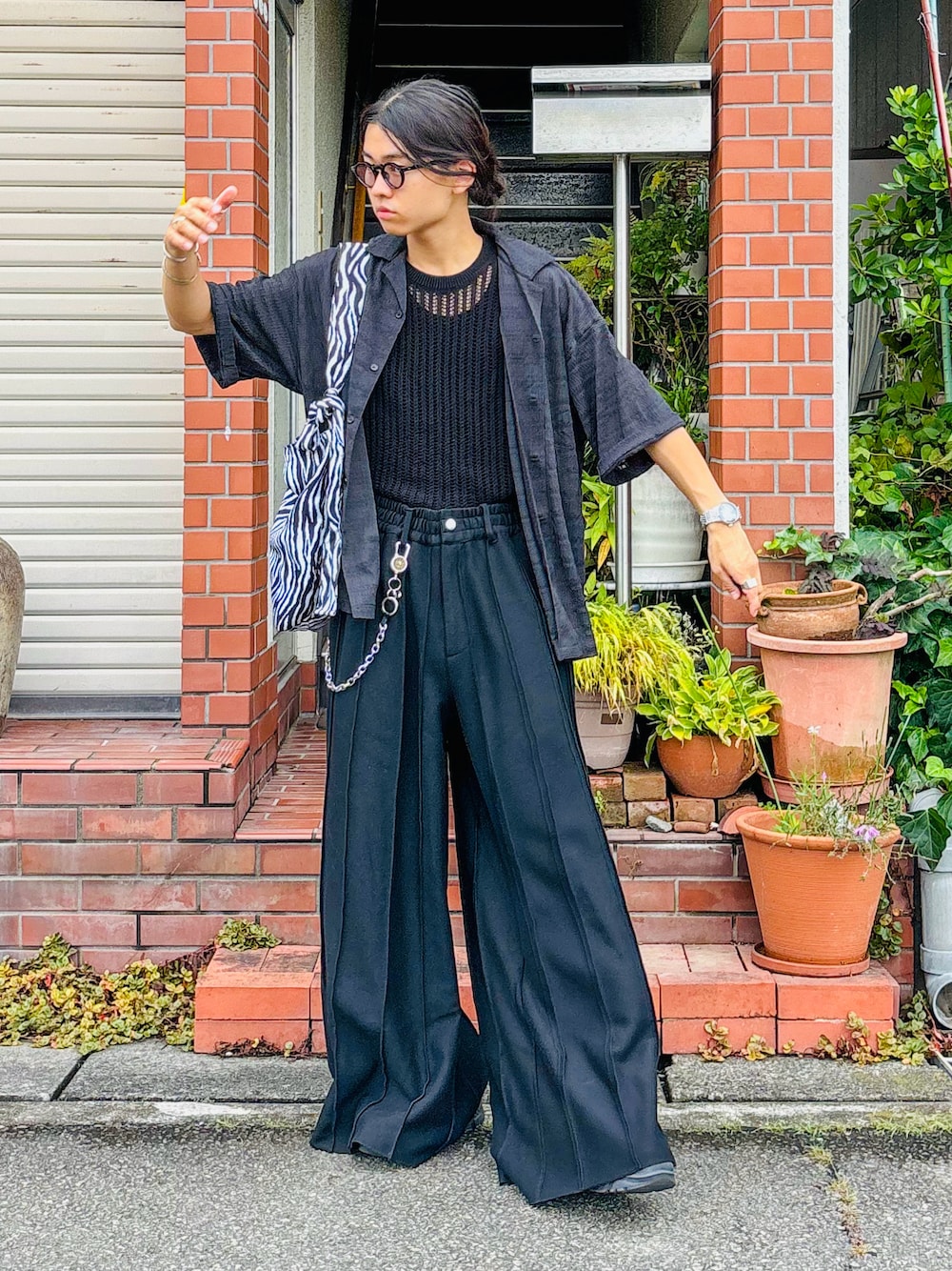 seyto ピンタックバギーフレアスウェットパンツ