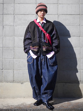 「is-ness（イズネス）のアイテム」を使った、soshunさん（メンズ・169cm）の冬コーディネート