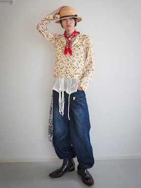 「Parts Lab.（パーツラボ）の【Parts Lab.】Basic Straight Denim Pants / べーシックストレートデニムパンツ（デニムパンツ、ブルー系）」を使った、soshunさん（メンズ・169cm）の夏コーディネート