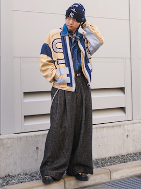 「アイテム（バンダナ/スカーフ）」を使った、soshunさん（メンズ・169cm・20代）の冬コーディネート