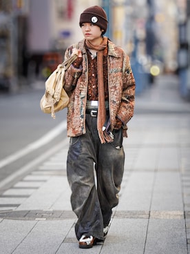 「アイテム（ニットキャップ/ビーニー）」を使った、soshunさん（メンズ・169cm・20代）の秋コーディネート