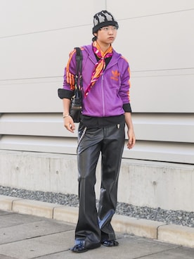 「アイテム（ジャージ）」を使った、soshunさん（メンズ・169cm）の秋コーディネート