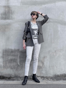 「UNIQLO（ユニクロ）のWOMEN ウルトラストレッチジーンズ（デニムパンツ）」を使った、kikukomiyajiさん（レディース・172cm）の冬コーディネート