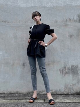 「UNIQLO（ユニクロ）のWOMEN ウルトラストレッチジーンズ（デニムパンツ）」を使った、kikukomiyajiさん（レディース・172cm）の夏コーディネート