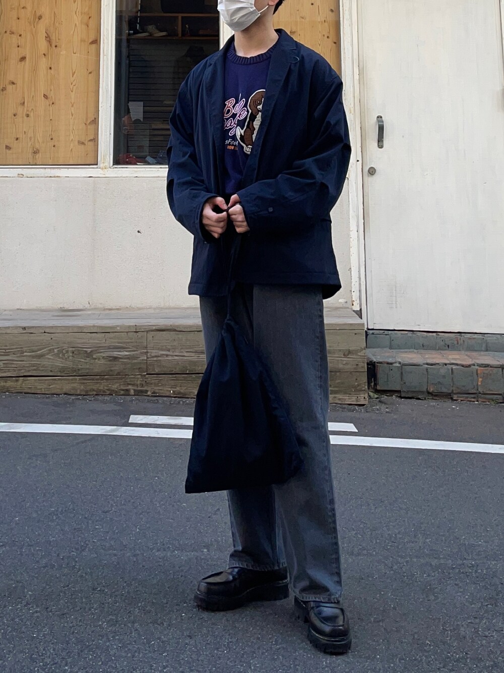 「オトナカジュアル、お洒落さんとつながりたい、メンズファッション、春コーデ、ootd、デニム、フォローミー、きれいめカジュアル、キレイめコーデ、DAIWAPIER39、CIOTA、graphpaper、古着MIX、いいね、save、フォローお願いします🤑、デニムコーデ」｜「DAIWA PIER39のアイテム（ジャケット/アウター、ブルー系）」を使った、まえださん（メンズ・170cm）の春コーディネートの1枚目の写真