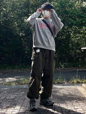 「ミリタリーコーデ」｜「アイテム（財布/小物）」を使った、まえださん（メンズ・170cm）の春コーディネート