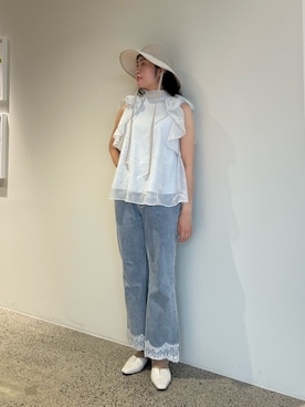 「OVERRIDE（オーバーライド）のアイテム」を使った、しーちゃんさん（レディース・163cm）の夏コーディネート