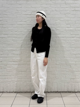 「アイテム（ニットキャップ/ビーニー、レッド系）」を使った、.*Shiori*.さん（レディース・163cm）の秋コーディネート