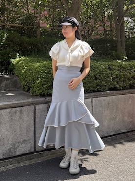 「アイテム（キャスケット）」を使った、しーちゃんさん（レディース・163cm）の夏コーディネート