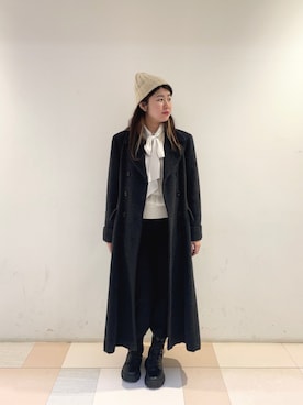 「ボウタイブラウス」｜「アイテム（帽子）」を使った、.*Shiori*.さん（レディース・163cm）の冬コーディネート