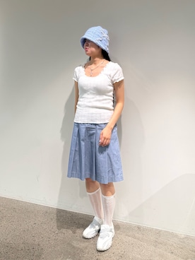 「kaorinomori（カオリノモリ）のアイテム（ハット）」を使った、しーちゃんさん（レディース・163cm）の夏コーディネート