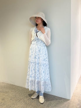 「Chapeau d' O（シャポードオー）のChapeau d' O  UV Tuck Capeline / シャポードオー（ハット、ベージュ系）」を使った、しーちゃんさん（レディース・163cm）の夏コーディネート