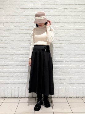 「アイテム（帽子、ブルー系）」を使った、.*Shiori*.さん（レディース・163cm）の冬コーディネート