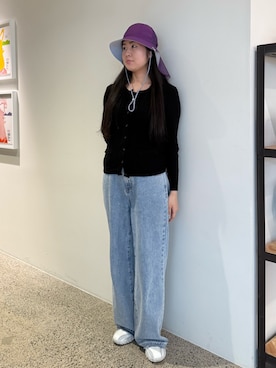 「OVERRIDE（オーバーライド）のOVERRIDE  HEATLOCK MESH HAT SGP / オーバーライド（ハット、パープル系）」を使った、しーちゃんさん（レディース・163cm）の春コーディネート