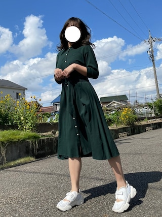 ラコステ　ベルトデザインロングポロシャツドレス ラコステ LACOSTE ベルトデザインロングポロシャツドレス