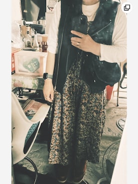 「ALLSAINTS（オールセインツ）のアイテム（ライダースジャケット）」を使った、Fionaさん（レディース・159cm）の春コーディネート