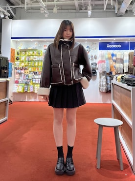 「アイテム（ライダースジャケット）」を使った、yuichanさん（レディース・165cm）の秋コーディネート