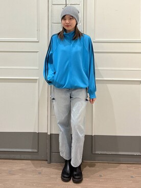 「アイテム（ニットキャップ/ビーニー、グレー系）」を使った、yuichanさん（レディース・165cm）の冬コーディネート