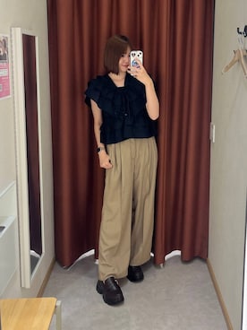 「LOWRYS FARM（ローリーズファーム）のボリュームローファー　634544（ローファー、ブラウン系）」を使った、yuichanさん（レディース・165cm）の夏コーディネート
