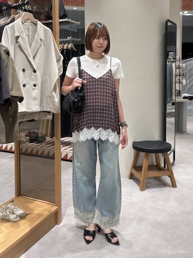「アイテム（キャミソール、レッド系）」を使った、yuimaruさん（レディース・165cm）の夏コーディネート