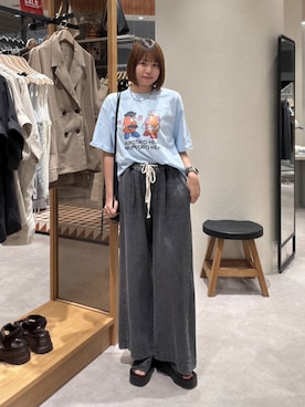 「LOWRYS FARM（ローリーズファーム）のトバシハートガラスネックレス　592313（ネックレス、ブルー系）」を使った、yuimaruさん（レディース・165cm）の夏コーディネート
