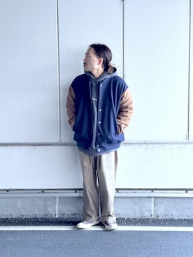 「CIAOPANIC TYPY（チャオパニックティピー）のアイテム（スタジャン）」を使った、KAZUMASAさん（メンズ・163cm）の冬コーディネート