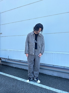 「アイテム（デニムジャケット、ブラウン系）」を使った、KAZUMASAさん（メンズ・163cm）の夏コーディネート