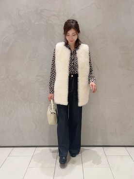 「柄物」｜「アイテム（その他アウター）」を使った、Kato.yさん（レディース・157cm）の秋コーディネート