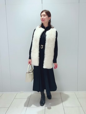 「ネイビー×ホワイト」｜「アイテム（その他アウター）」を使った、Kato.yさん（レディース・157cm）の秋コーディネート