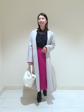 「ANAYI（アナイ）のアイテム（ノーカラーコート）」を使った、Kato.yさん（レディース・157cm）の秋コーディネート
