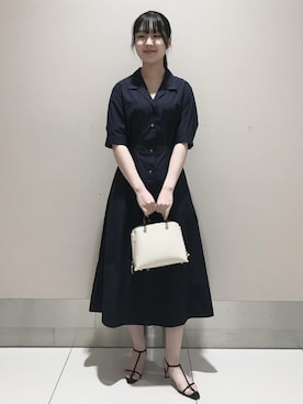 「ROPÉ」｜「アイテム（シャツワンピース）」を使った、suzuさん（レディース・163cm）の夏コーディネート