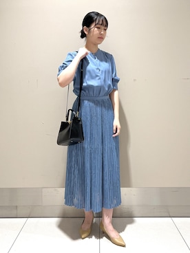 「ライトブルー」｜「アイテム（ワンピース）」を使った、suzuさん（レディース・163cm）の夏コーディネート
