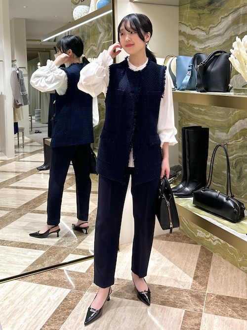 トリアセテートダブルクロス サイドゴムテーパードパンツ【セレモニー