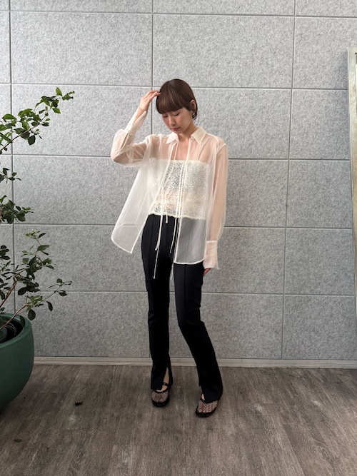 セール】sheer washer ribbon blouse（シャツ/ブラウス）｜CODE